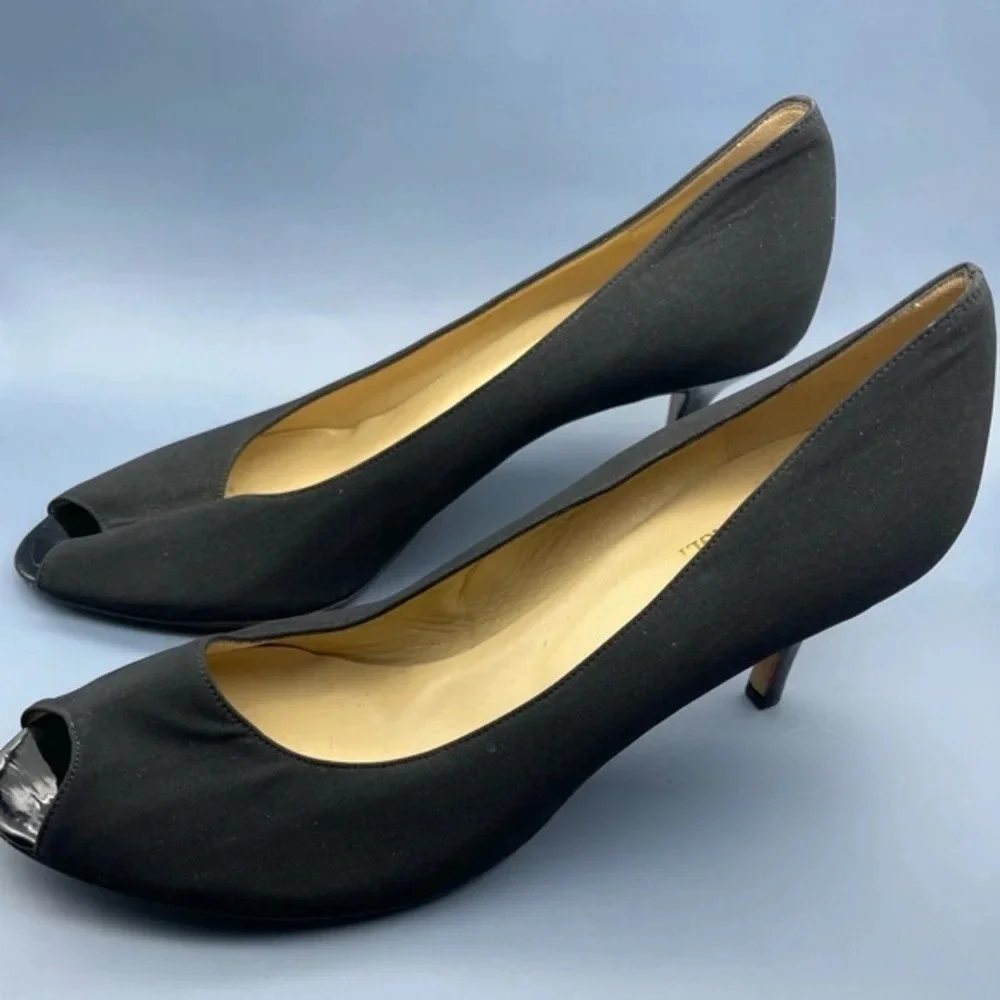 Bruno Magli Novati Peep Toe Kitten Heel Pumps, Black, Size 10, NWOT - Picture 5 of 9